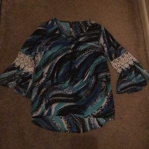 Blue, Black and White Sheek Blouse